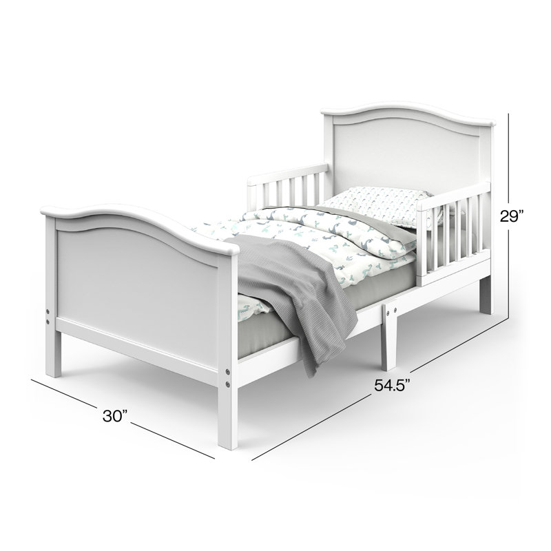Child Craft Camden Toddler Bed - Pinewood, Low To Ground With Guard Rails, Cool Gray